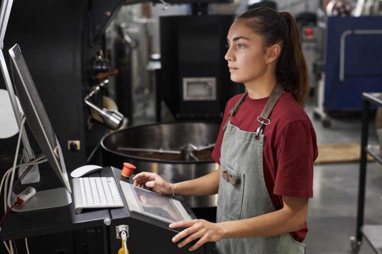 woman working on a computer
